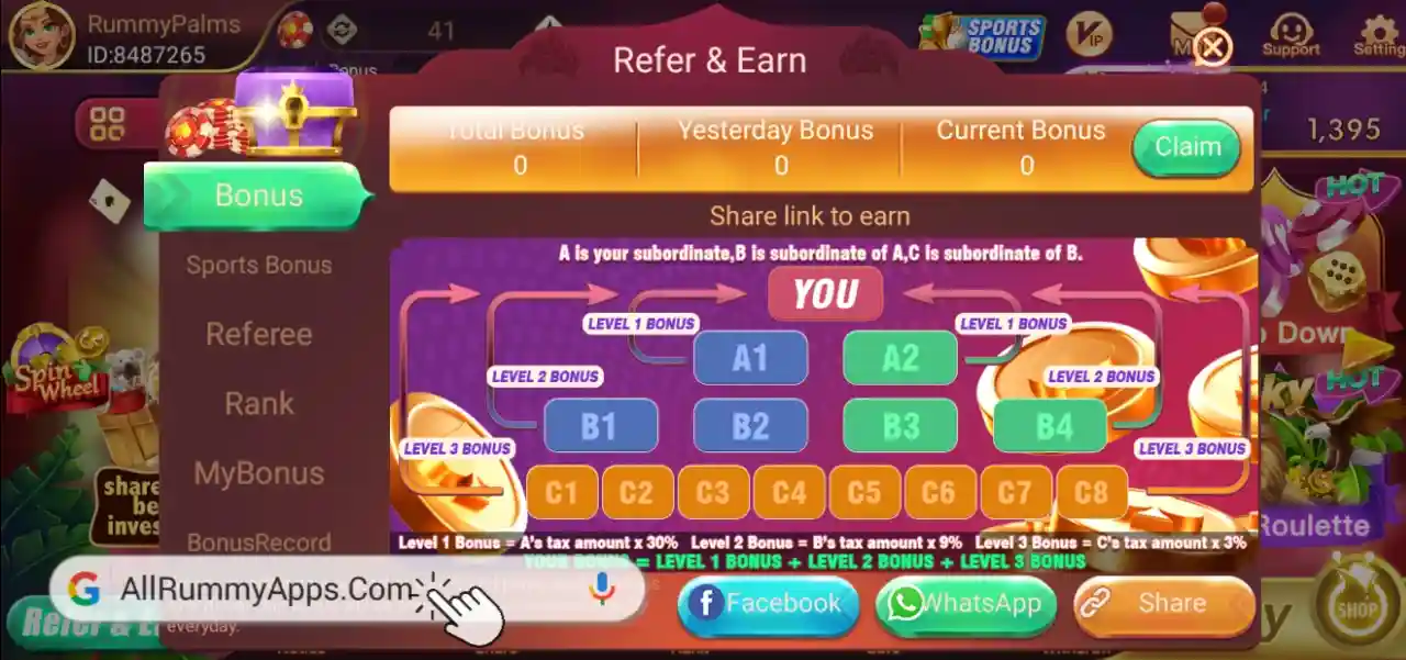 Palms Rummy Refer & Earn